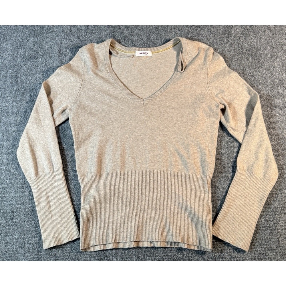 ORSAY , Womens, V-Neck ,‎ Sweater , Medium, Beige , Cotton Blend